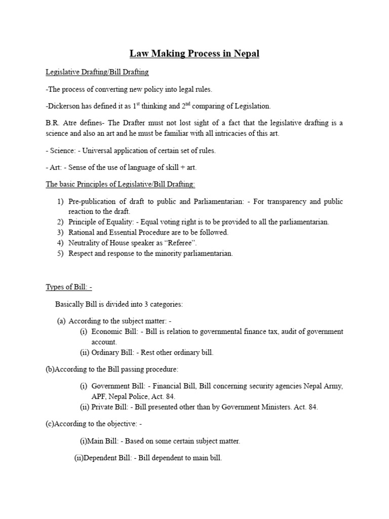 Law Making Process in Nepal | PDF | Bill (Law) | Parliament Of The ...