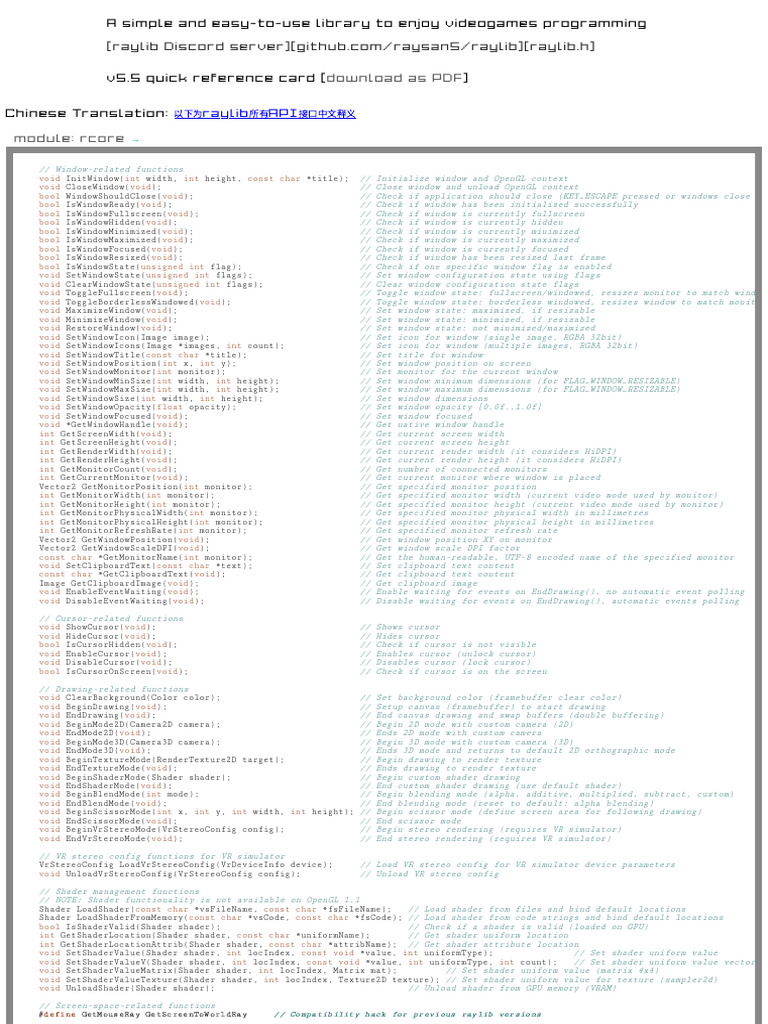 Raylib Cheatsheet | PDF | Texture Mapping | Pointer (Computer Programming)