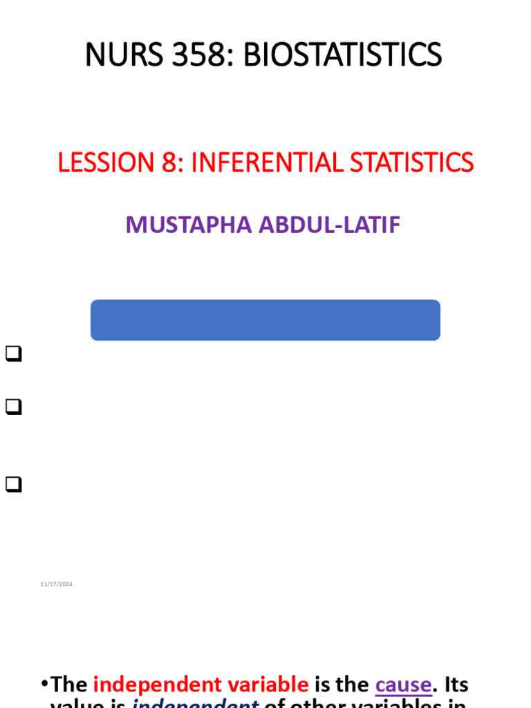 Lession 8 - Inferential Statistics | PDF | Statistics | Statistical ...