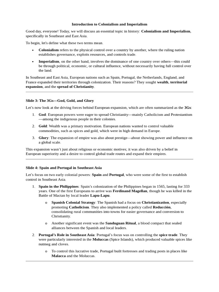 Introduction To Colonialism and Imperialism | PDF | Imperialism ...