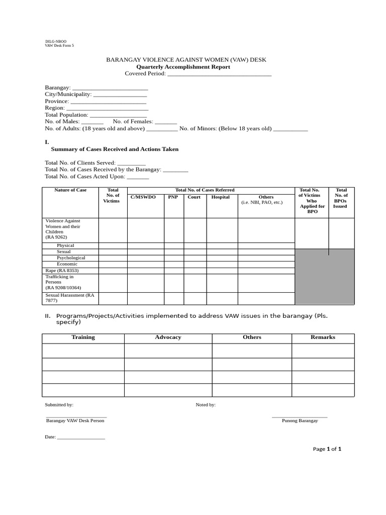 Barangay Quarterly Report 2025 | PDF