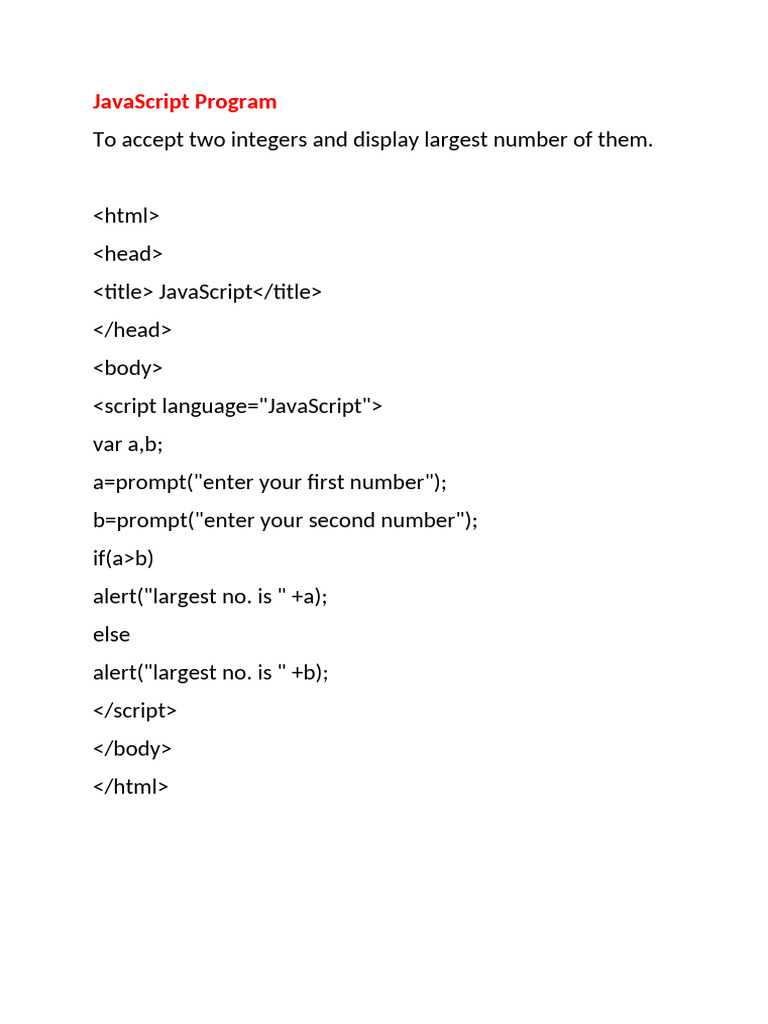 JavaScript Program | PDF