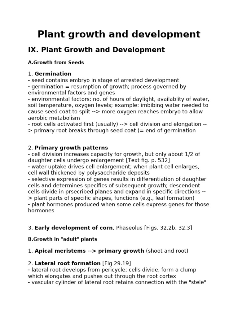 CS - Notes - 400 - Plant Growth - Development | PDF | Auxin | Plant Hormone