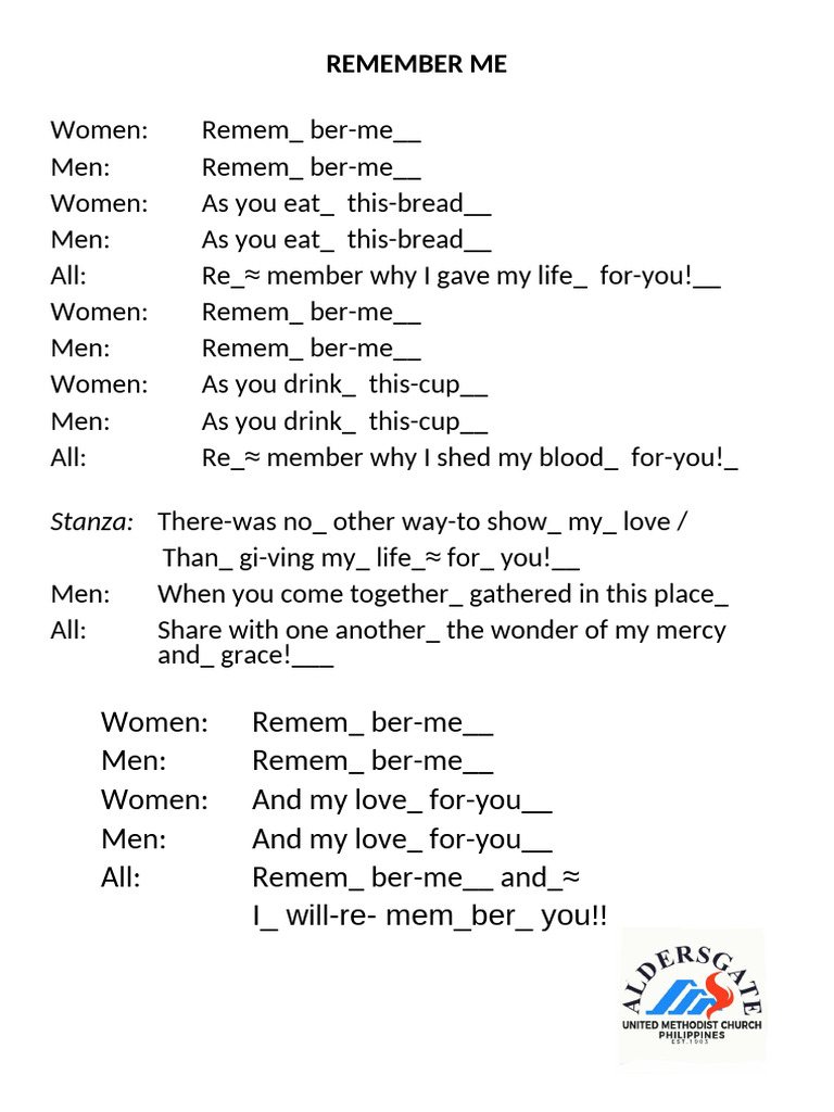 Remember Me Lyrics | PDF