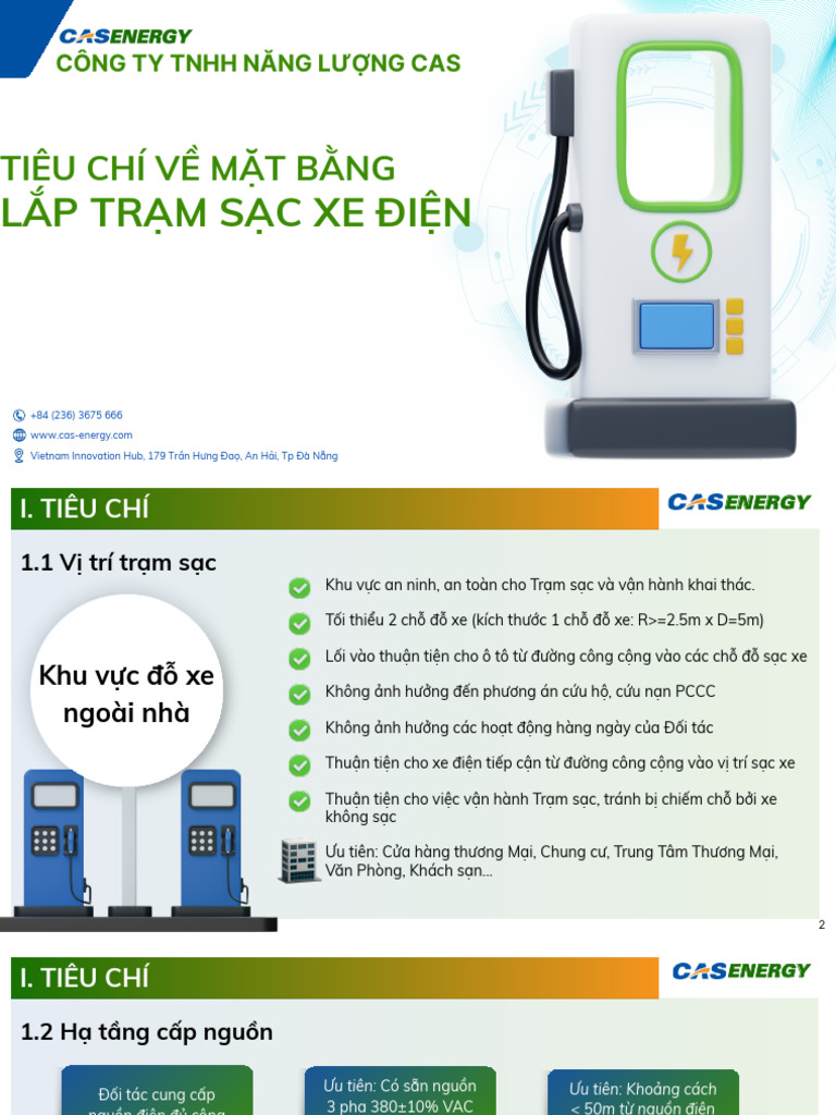 CAS Energy - Tieu Chi Mat Bang Lap Tram Sac | PDF