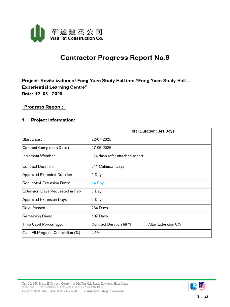9.contractor Progress Report No. 9 (2025!03!12) | PDF