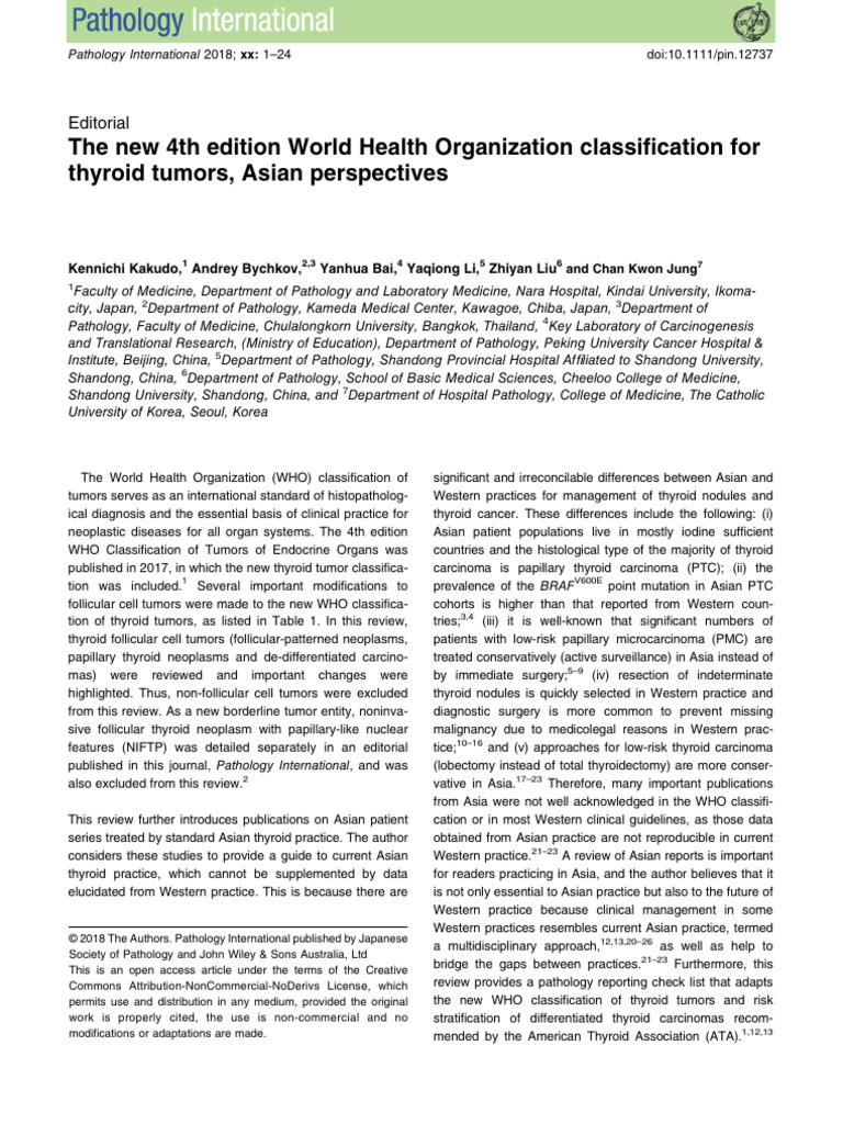 The New 4th Edition World Health Organization Clas | PDF | Endocrine ...