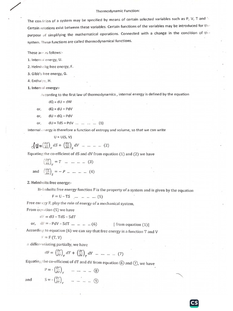 Thermodynamic Function | PDF
