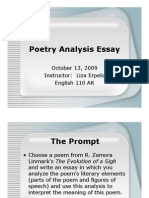 Poetry Analysis Essay: October 13, 2009 Instructor: Liza Erpelo English 110 AK
