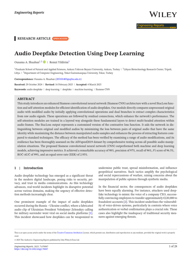 Audio Deepfake Detection Using Deep Learning | PDF