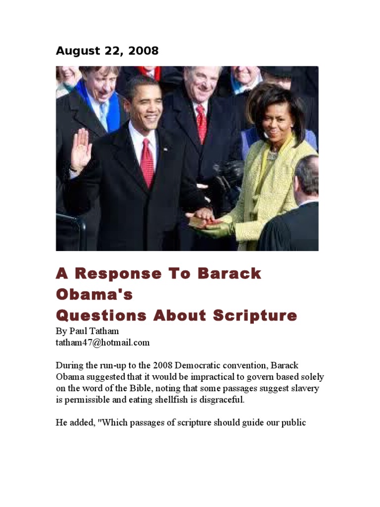 A Response To Barack Obamas Question About Scripture August 22, 2008 Download Free PDF
