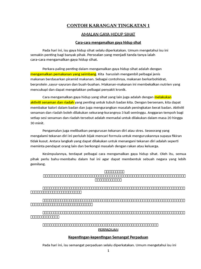 Print Contoh Karangan Ting 1 | PDF