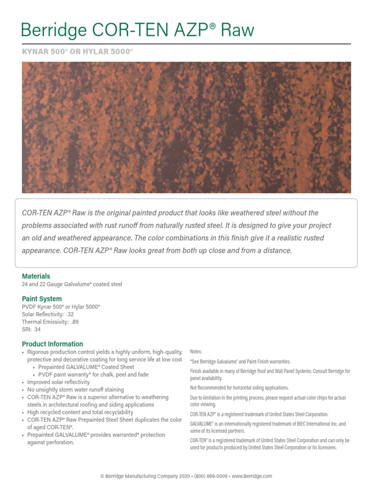 COR TEN AZP Raw | PDF | Physical Sciences | Secondary Sector Of The Economy