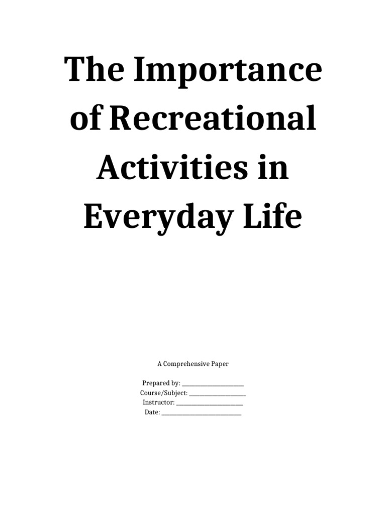 Recreational Activities | PDF | Recreation | Psychology