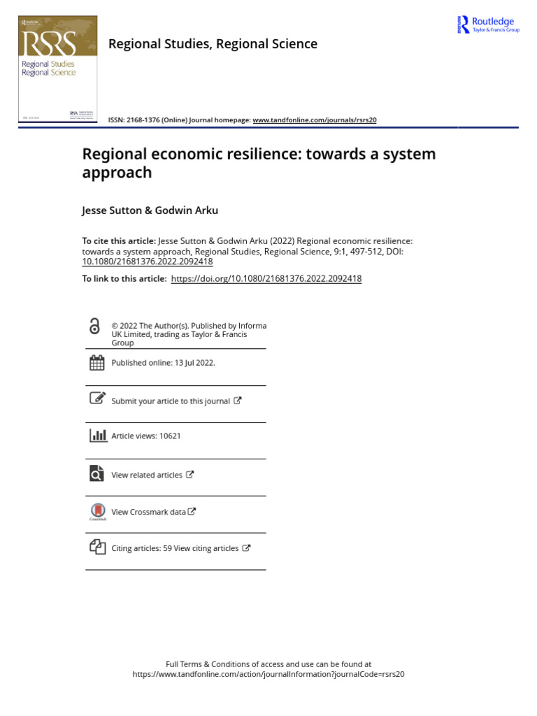 Regional Economic Resilience Towards A System Approach | PDF ...