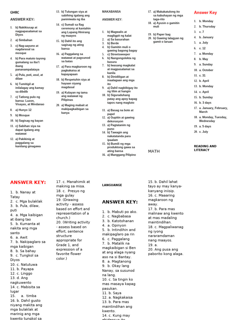 Answer Key | PDF
