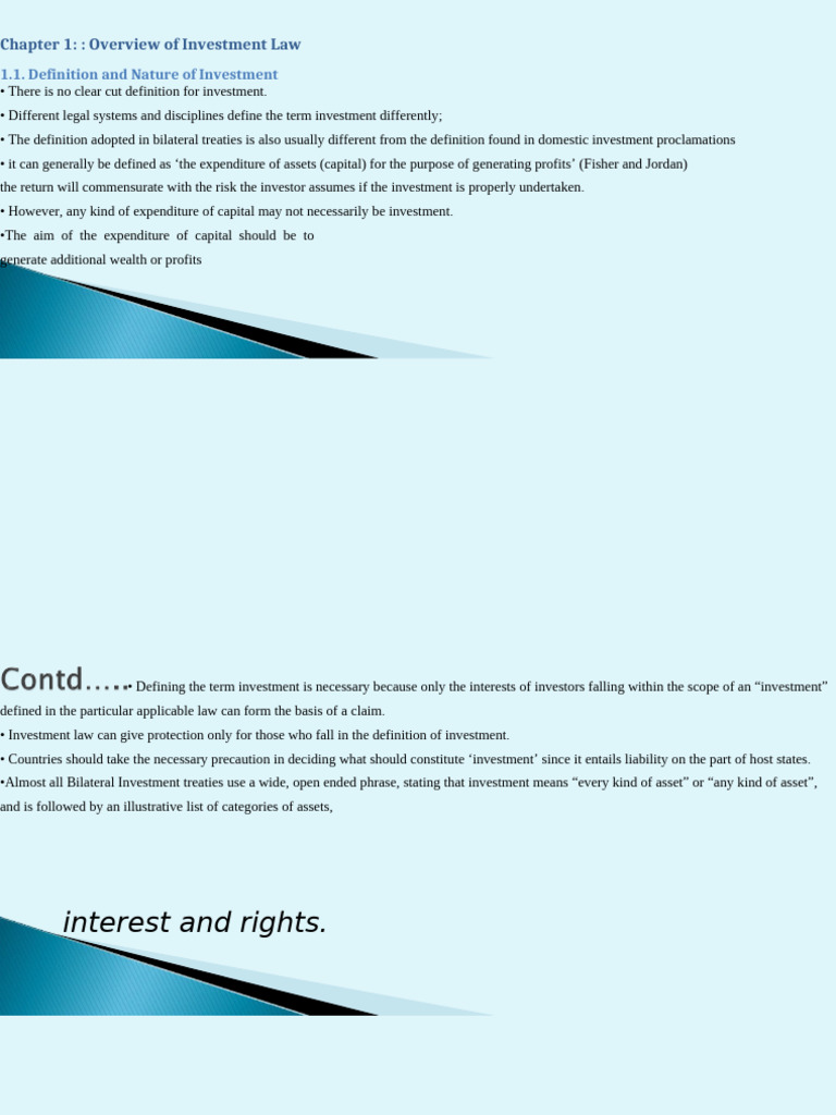 Investment Law Chapter One Lecture Presentation | PDF | Foreign Direct ...