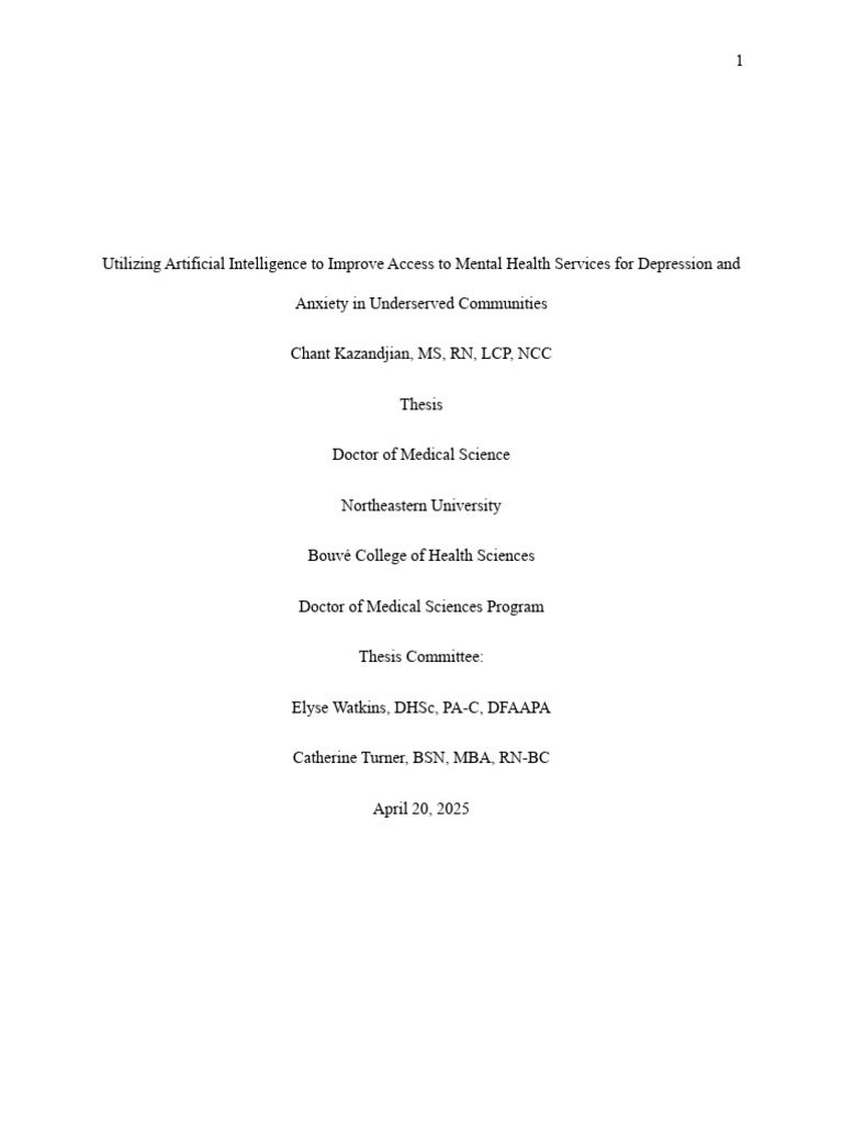 FULL Example Dissertation - AI and Mental Health | PDF | Mental Health ...