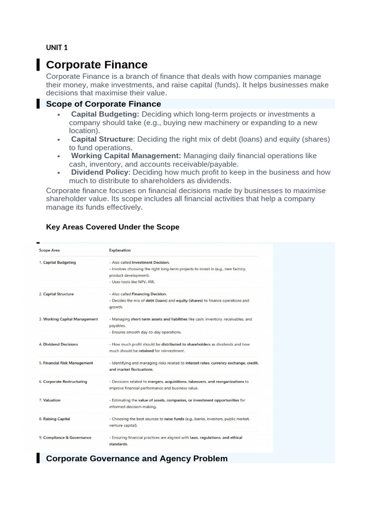 Financial Management and Corporate Finance BMB 204 NOTES | PDF | Time ...