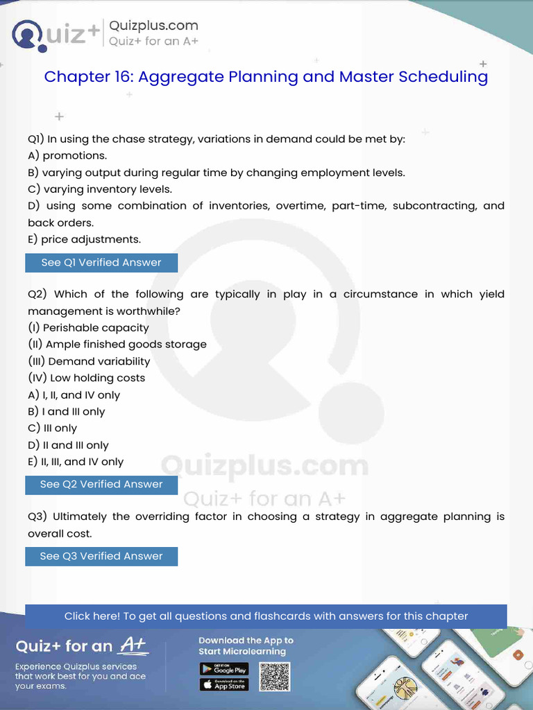 In Using The Chase Strategy Variations in Demand Could Be Met by | PDF ...