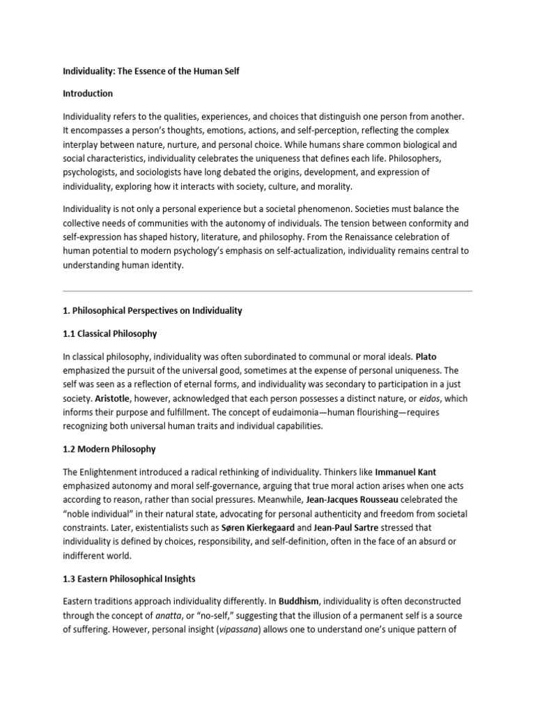 Individuality | PDF | Individualism | Identity (Social Science)