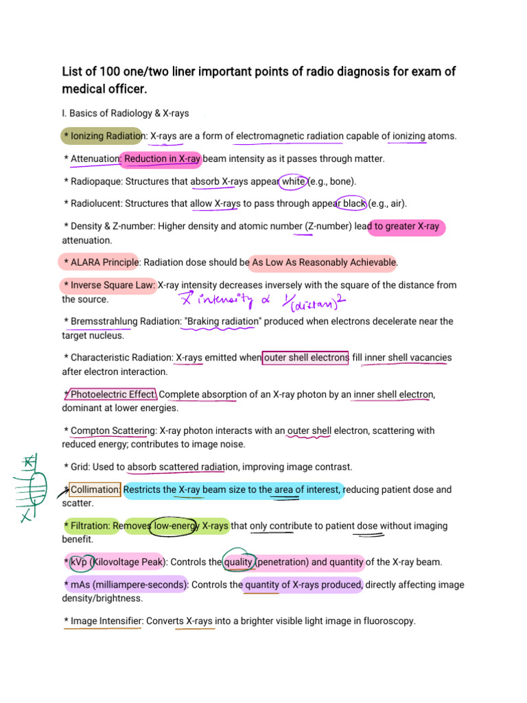 Radio One Liners | PDF | X Ray | Radiography