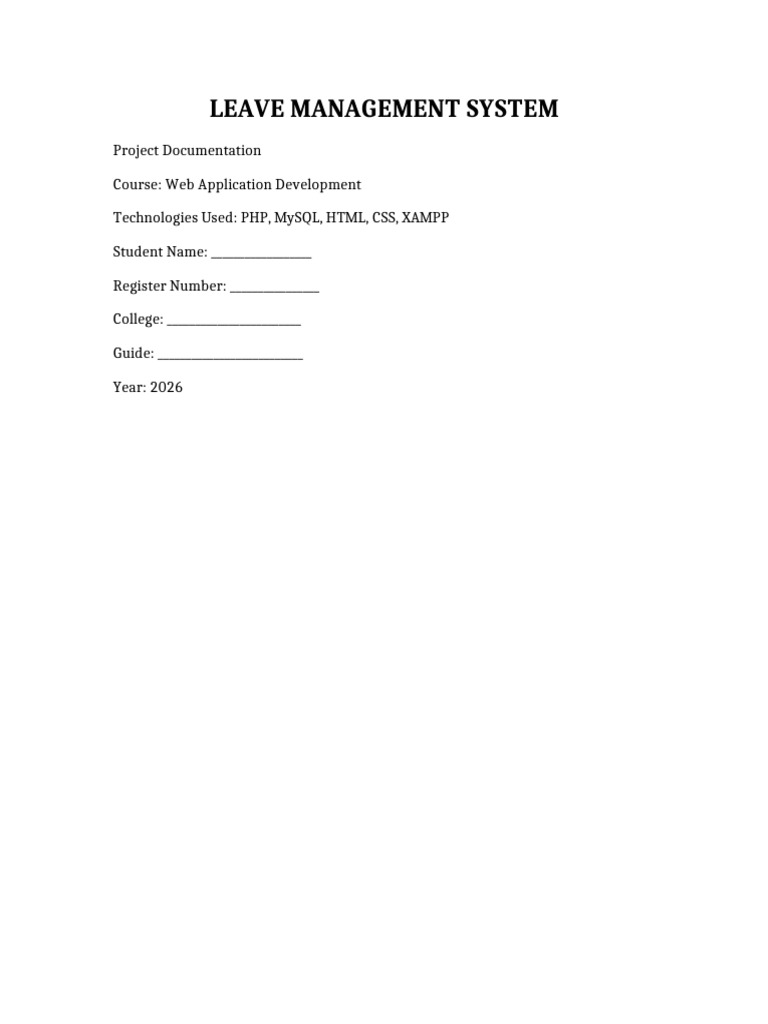 Leave Management Project Documentation | PDF