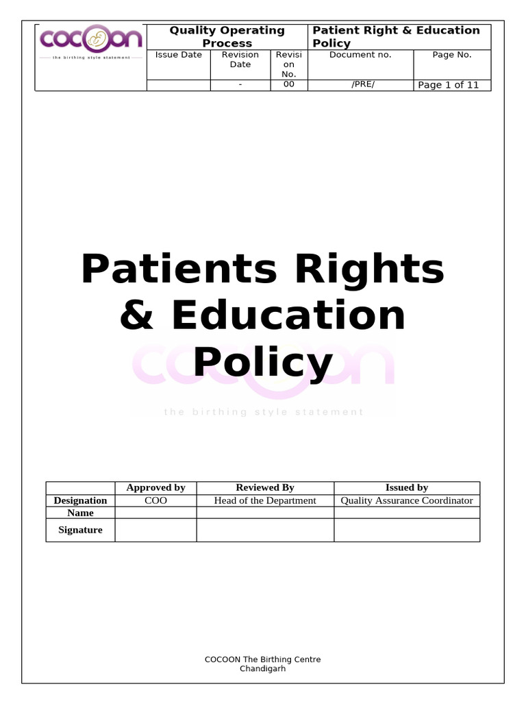 Patients Rights and Education Policy | PDF | Patient | Medical Record