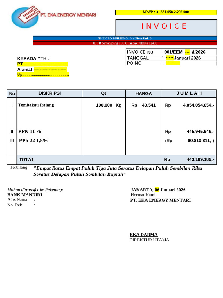 Invoice PT. EEM | PDF