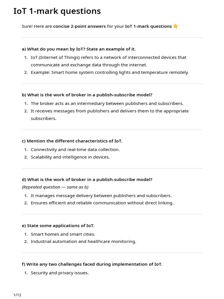 IoT Questions | PDF | Internet Of Things | I Pv6