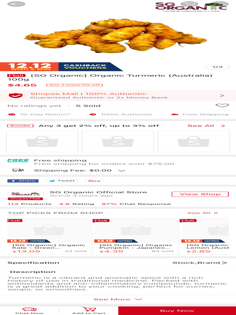 (SG Organic) Organic Turmeric (Australia) 100g Shopee Singapore | PDF