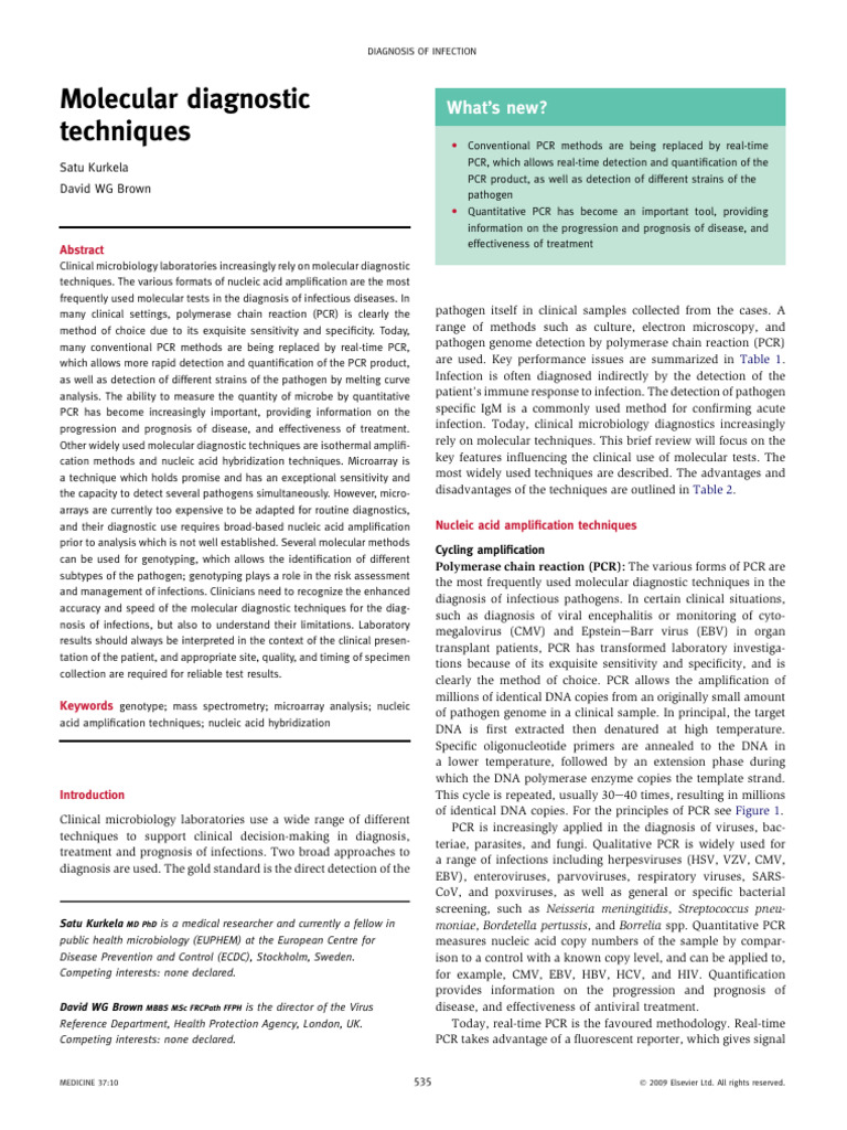 Molecular Diagnostic Techniques | PDF