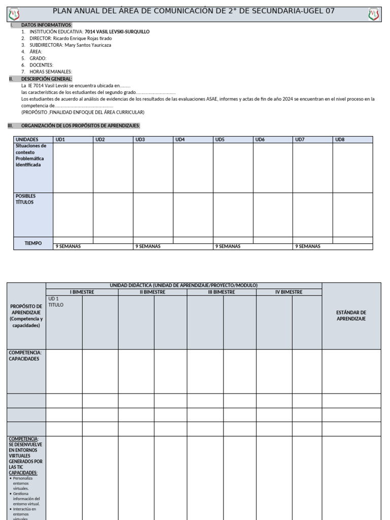 Formato de Planificación Anual 2025 | PDF | Evaluación | Aprendizaje