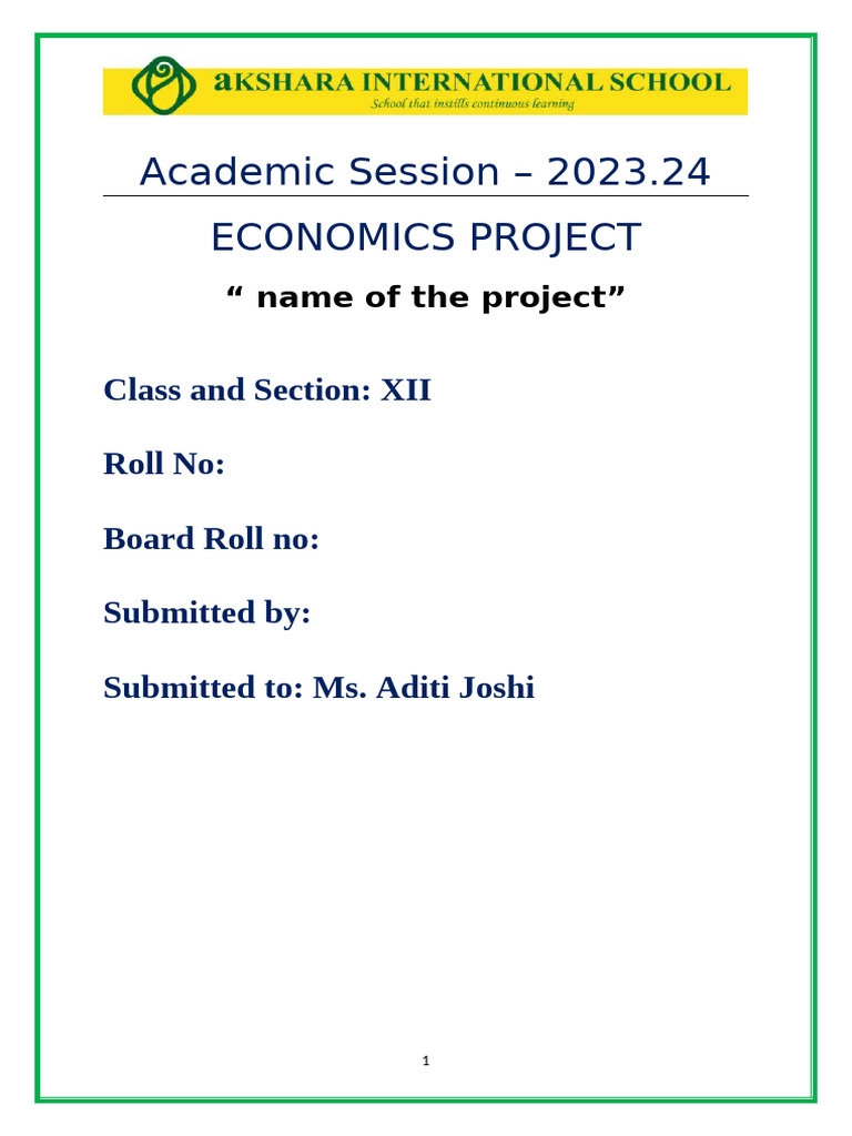 Economics Project Template | PDF