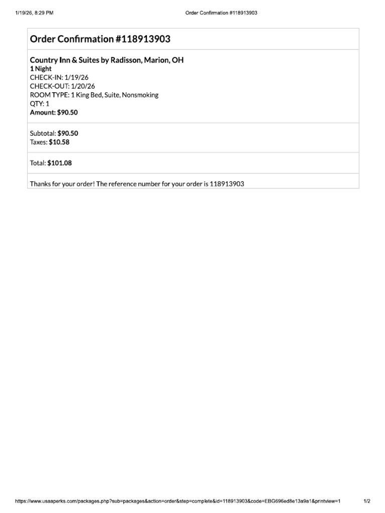 Comfort Inn Receipt | PDF