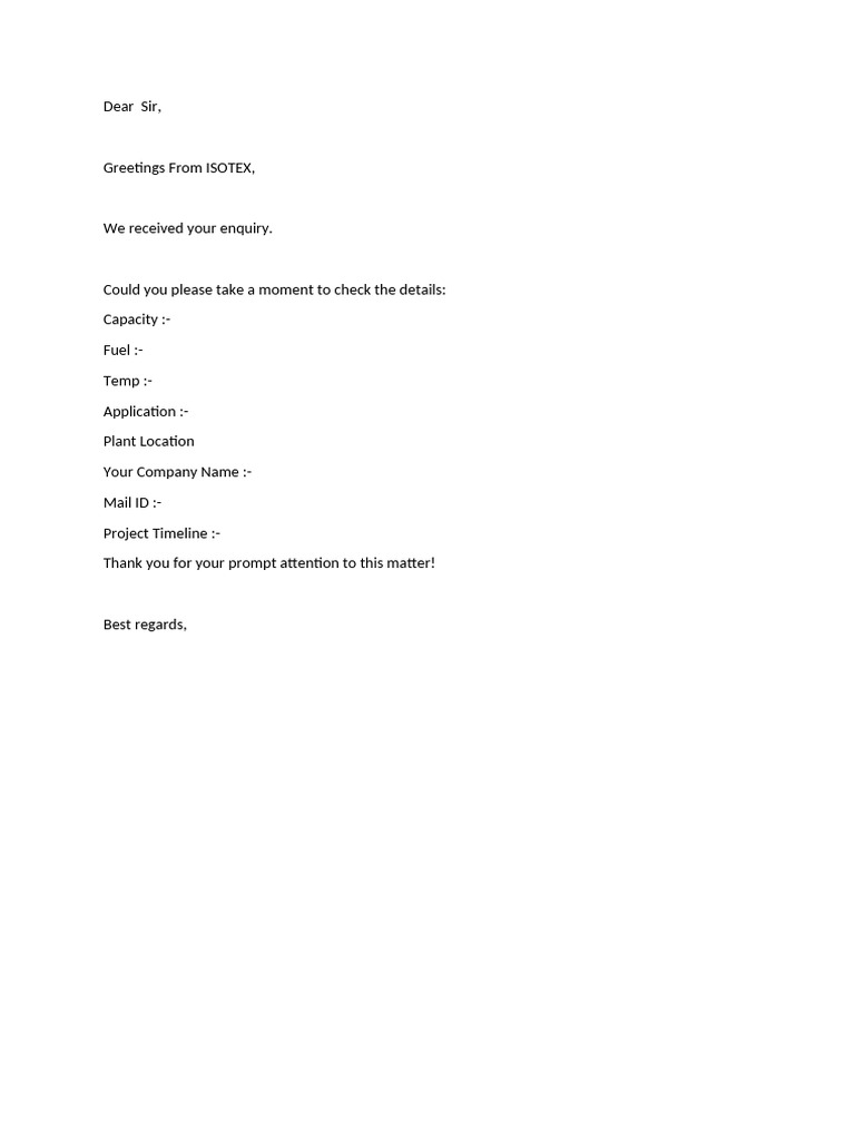 Blank Enquiry Fill Details. | PDF