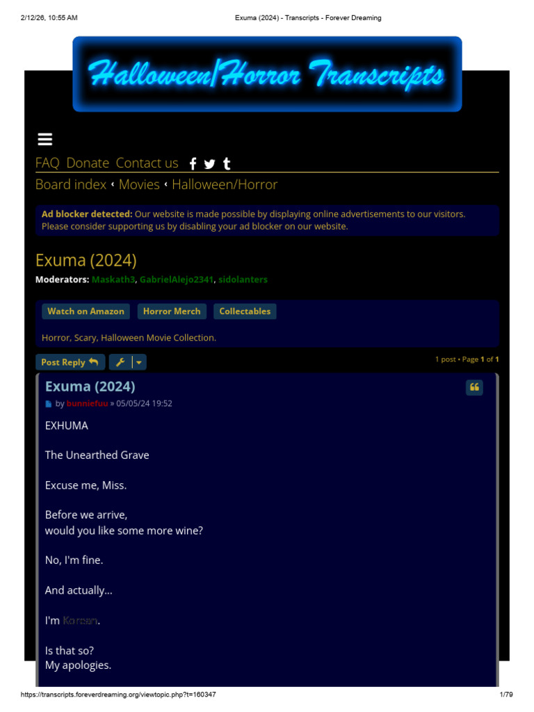Exuma (2024) - Transcripts - Forever Dreaming | PDF