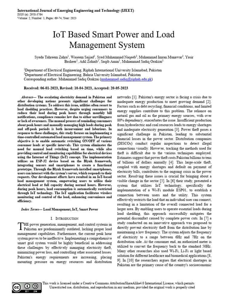 IoT Based Smart Power and Load Management System | PDF | Internet Of ...