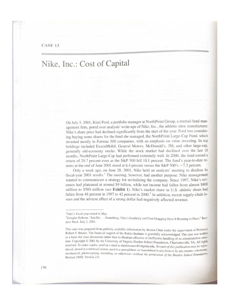 Case 13 - Nike, Inc. Cost of Capital | PDF
