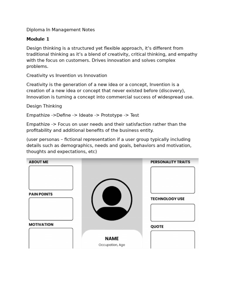 Diploma in Management Notes | PDF