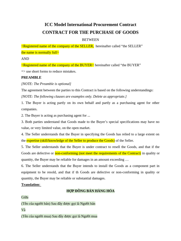 ICC Model Contract Interpretation Translation | PDF