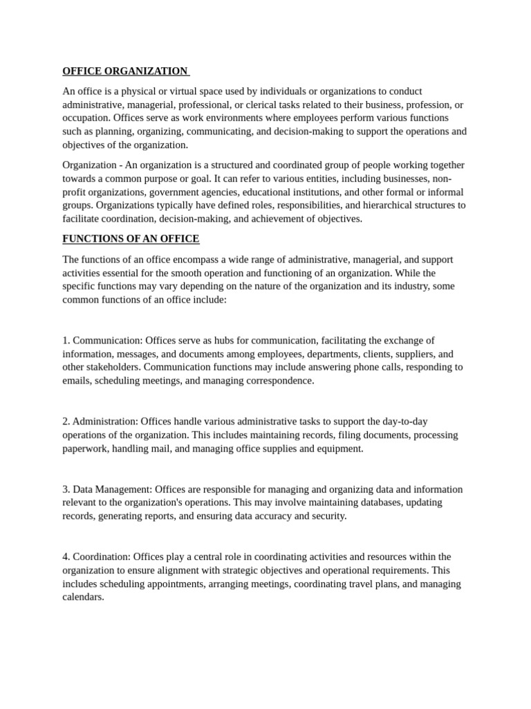 Office Organization Notes | PDF | Communication | Human Resources