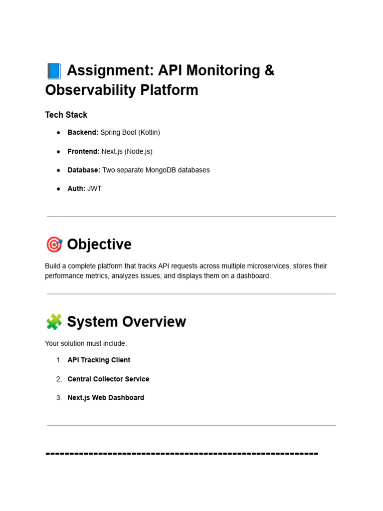 ? Assignment - API Monitoring & Observability Platform | PDF | Mongo Db ...
