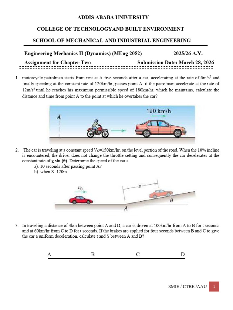 Assignment For Chapter Two of Engineering Mechanics II Dynamics | PDF ...