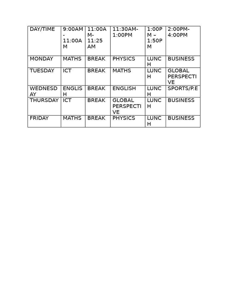 NATE Timetable | PDF