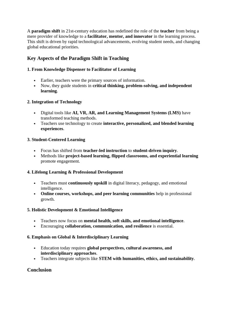 A Paradigm Shift in 21st | PDF | Learning | Curriculum