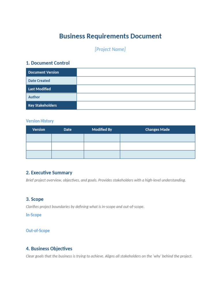 Comprehensive BRD Template | PDF