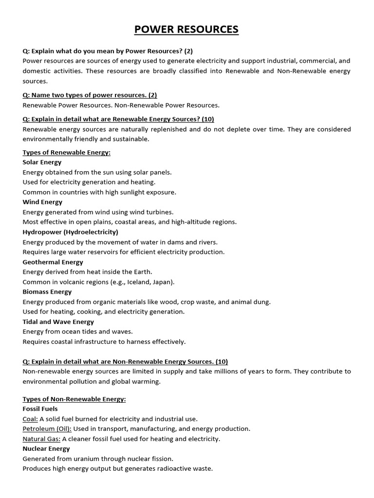 Power - Worksheet 1 | PDF