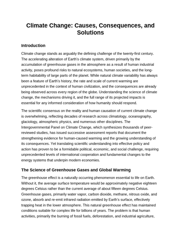 Doc03 Climate Change Causes Consequences An | PDF | Climate Change ...