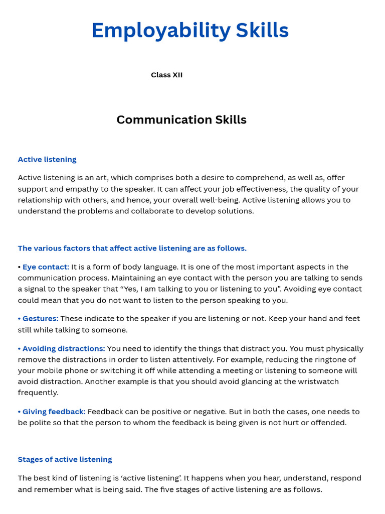 Employability Skills Notes IT CLASS-12 | PDF | Entrepreneurship ...